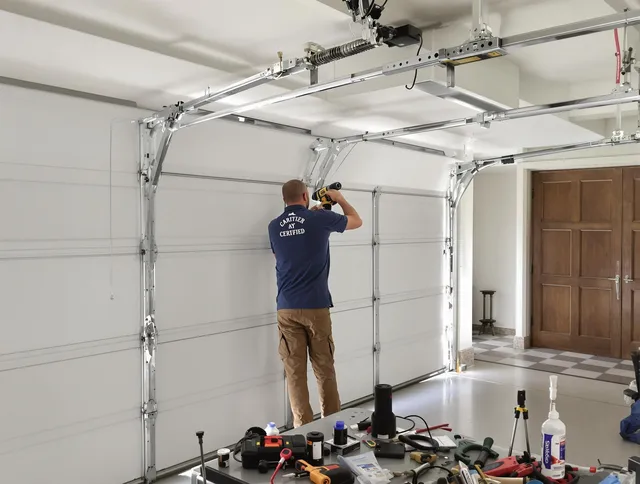 Bay Village Garage Door Repair certified technician performing precision garage door repair in Bay Village