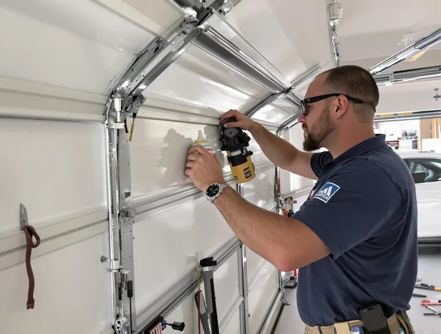 Bay Village Garage Door Repair technician quieting a noisy garage door in Bay Village